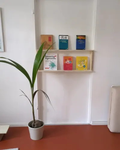 Bücherregal-Nische mit Palme im Studio